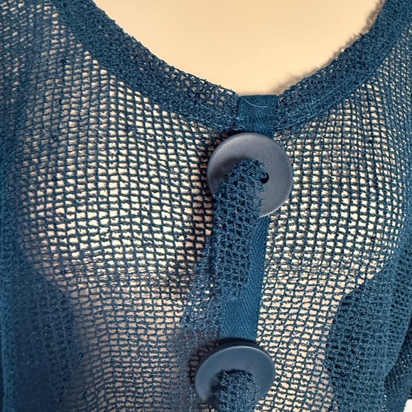 Noelle Blue Open-Knit with Cropped Style and Sequins in the Fabric - Picture 3 of 7